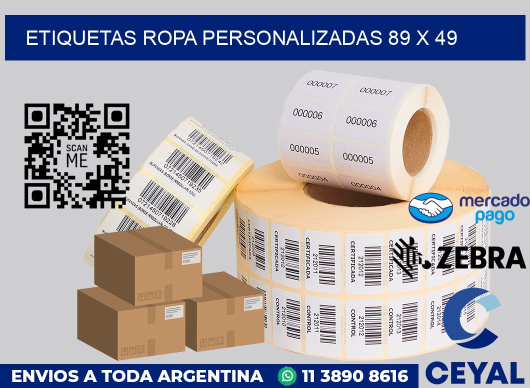 Etiquetas ropa personalizadas 89 x 49