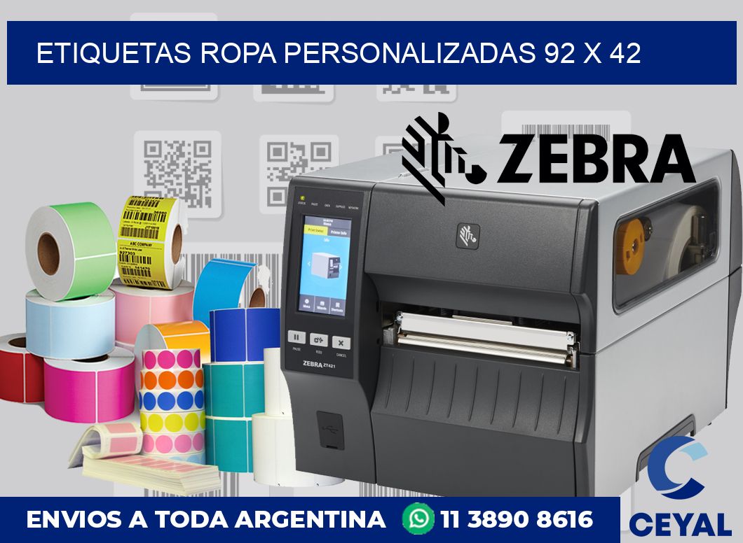 Etiquetas ropa personalizadas 92 x 42