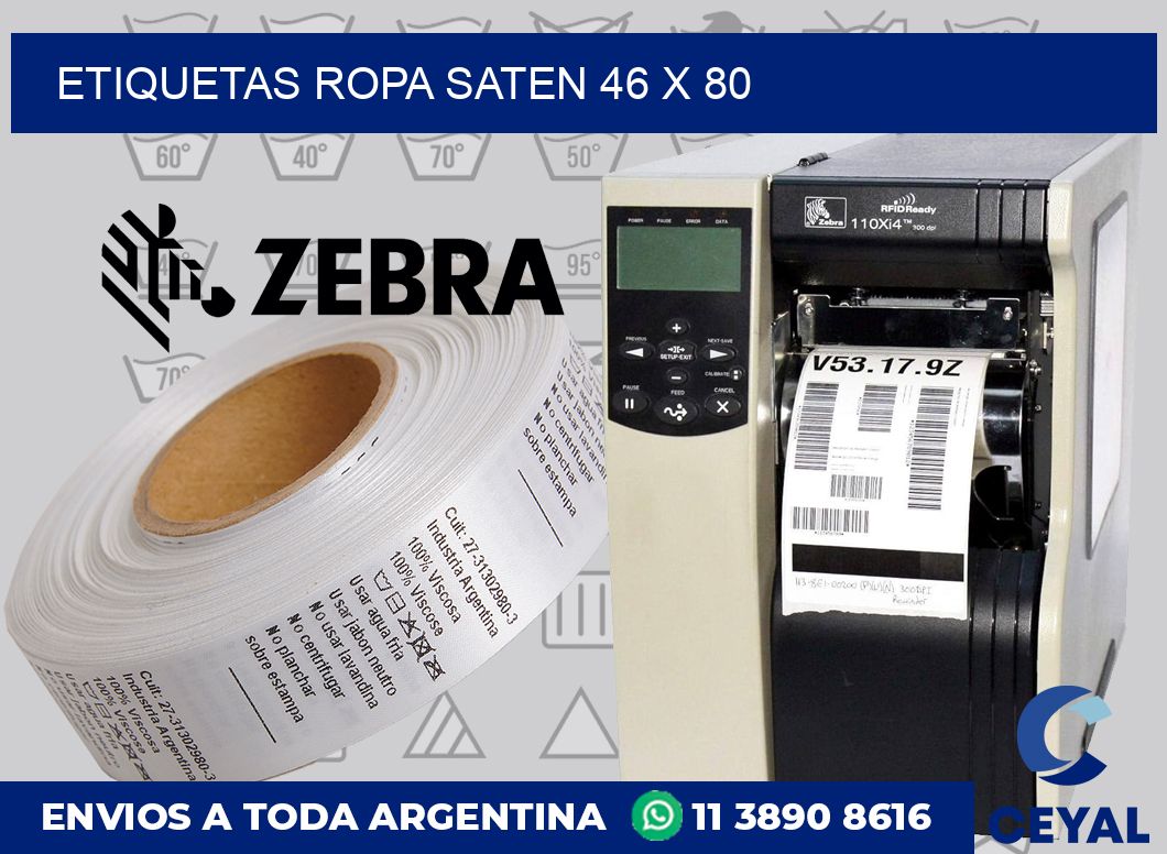 Etiquetas ropa saten 46 x 80