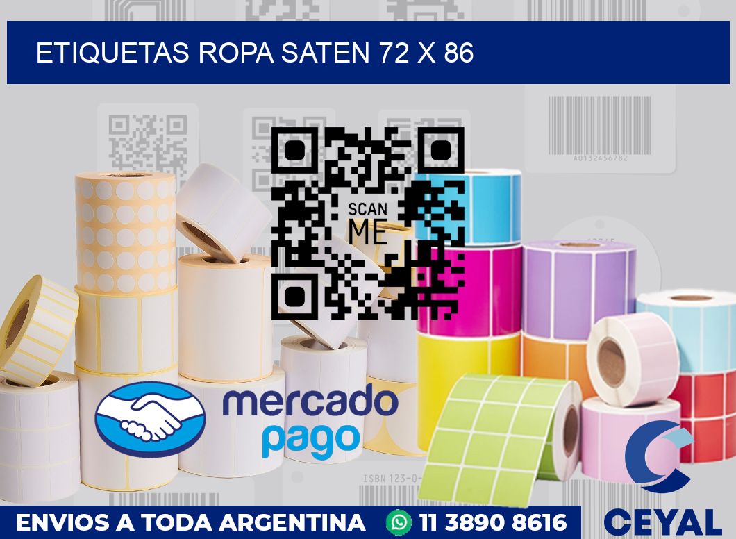 Etiquetas ropa saten 72 x 86