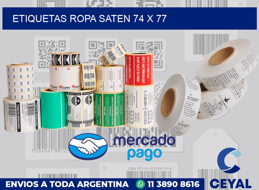 Etiquetas ropa saten 74 x 77