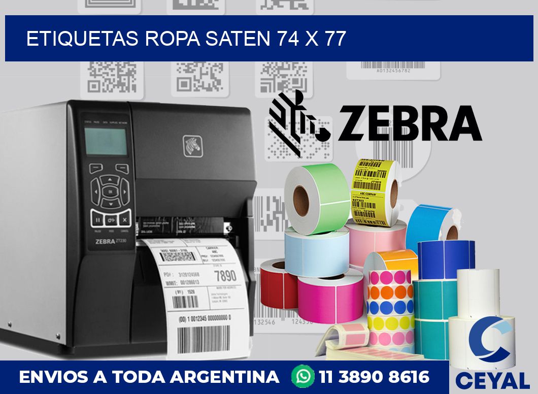 Etiquetas ropa saten 74 x 77