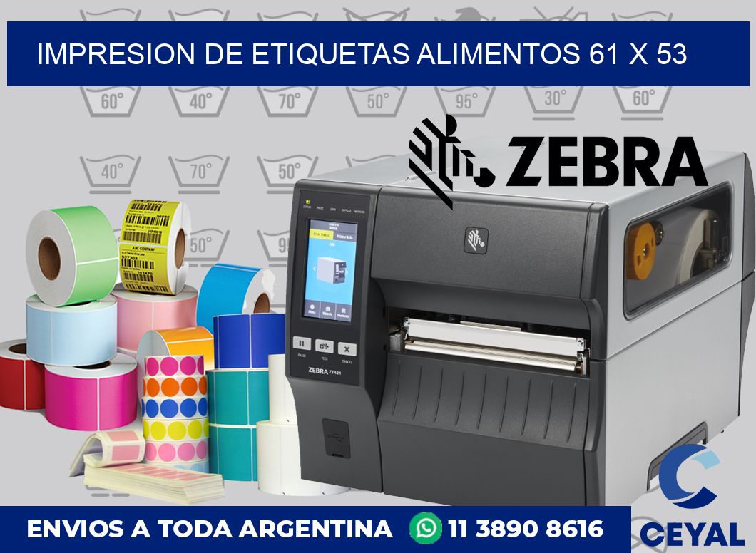 Impresion de etiquetas alimentos 61 x 53