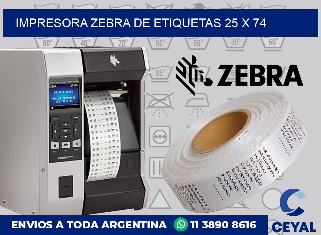 Impresora Zebra de etiquetas 25 x 74