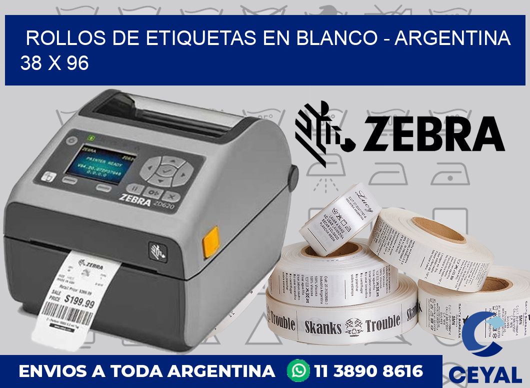 Rollos de etiquetas en blanco - Argentina 38 x 96
