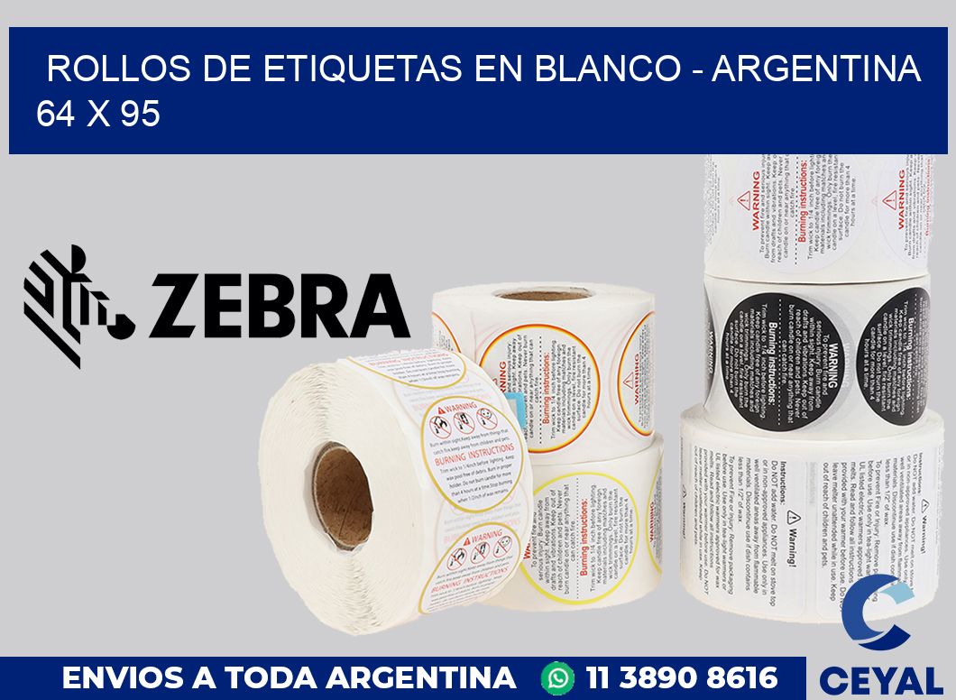 Rollos de etiquetas en blanco - Argentina 64 x 95