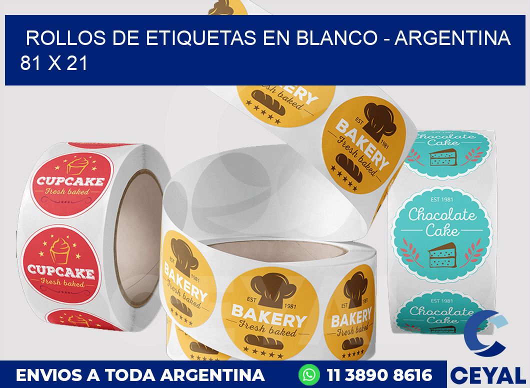 Rollos de etiquetas en blanco - Argentina 81 x 21