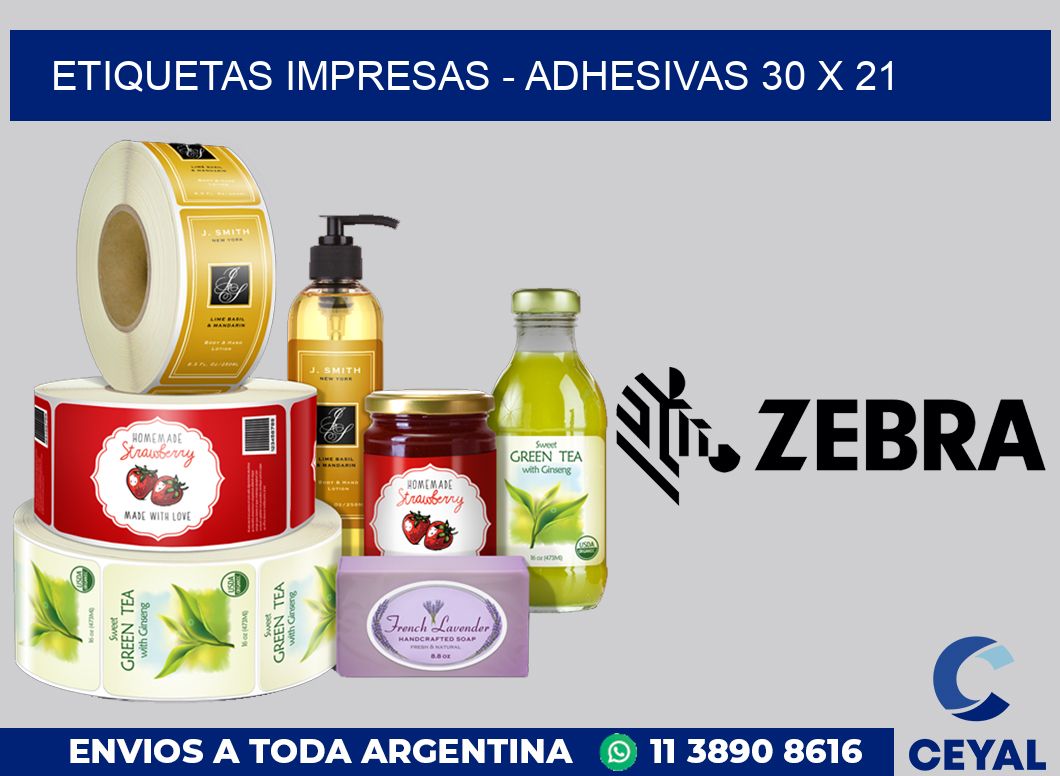 etiquetas impresas - Adhesivas 30 x 21