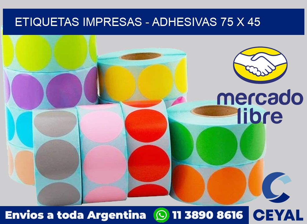 etiquetas impresas - Adhesivas 75 x 45