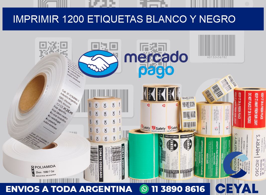 imprimir 1200 etiquetas blanco y negro