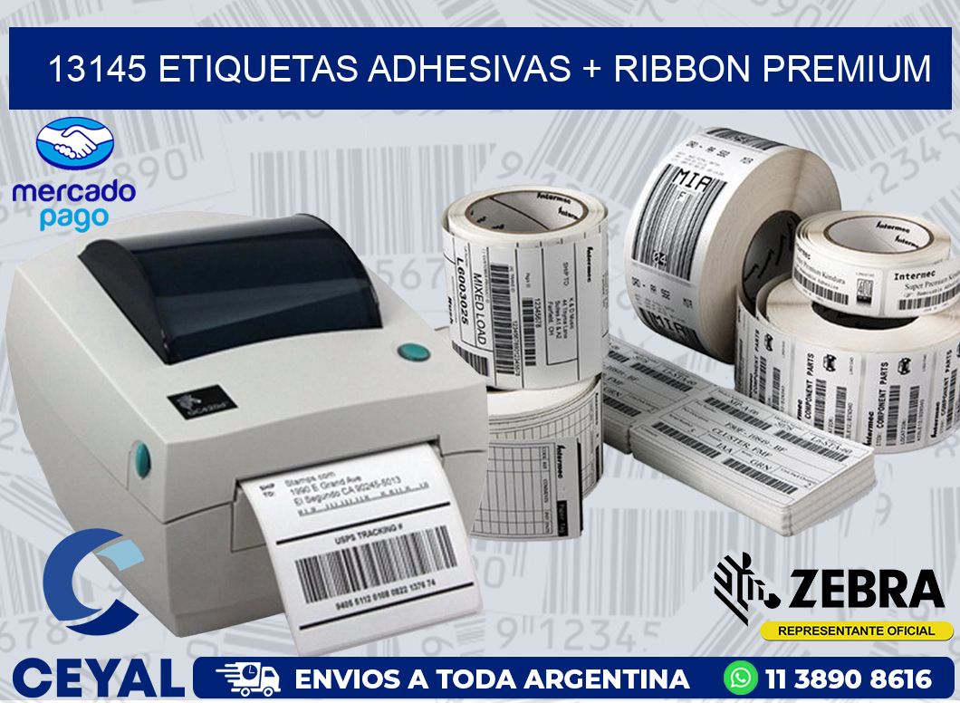 13145 ETIQUETAS ADHESIVAS + RIBBON PREMIUM