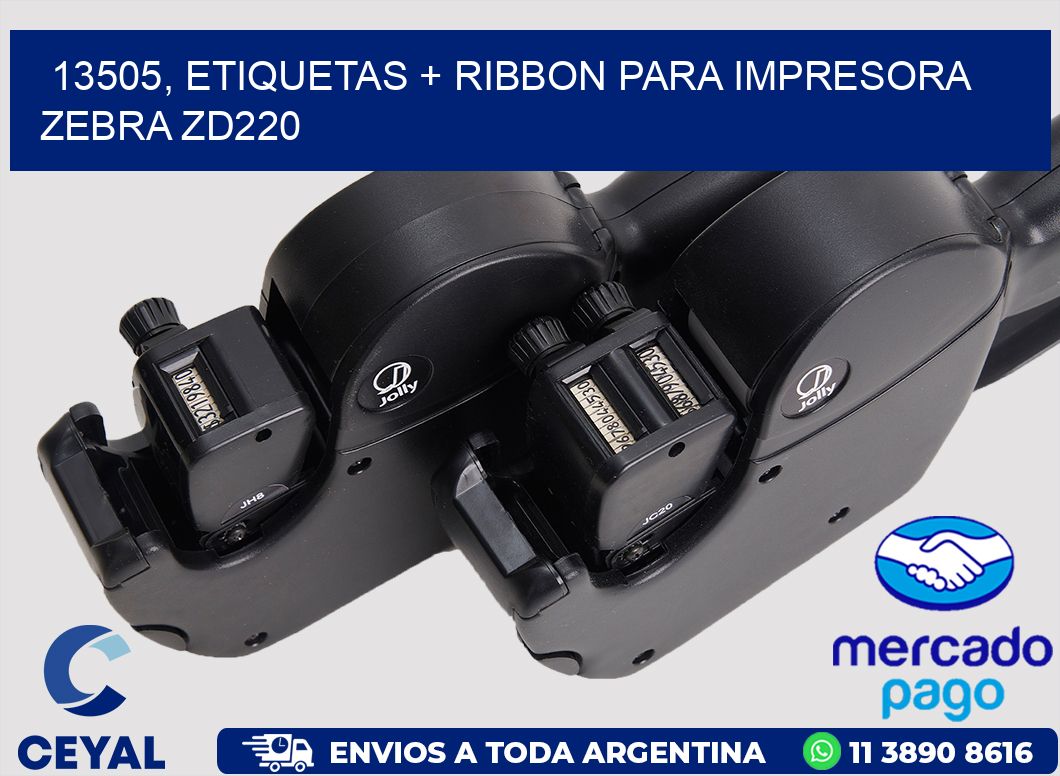 13505, etiquetas + ribbon para impresora zebra zd220