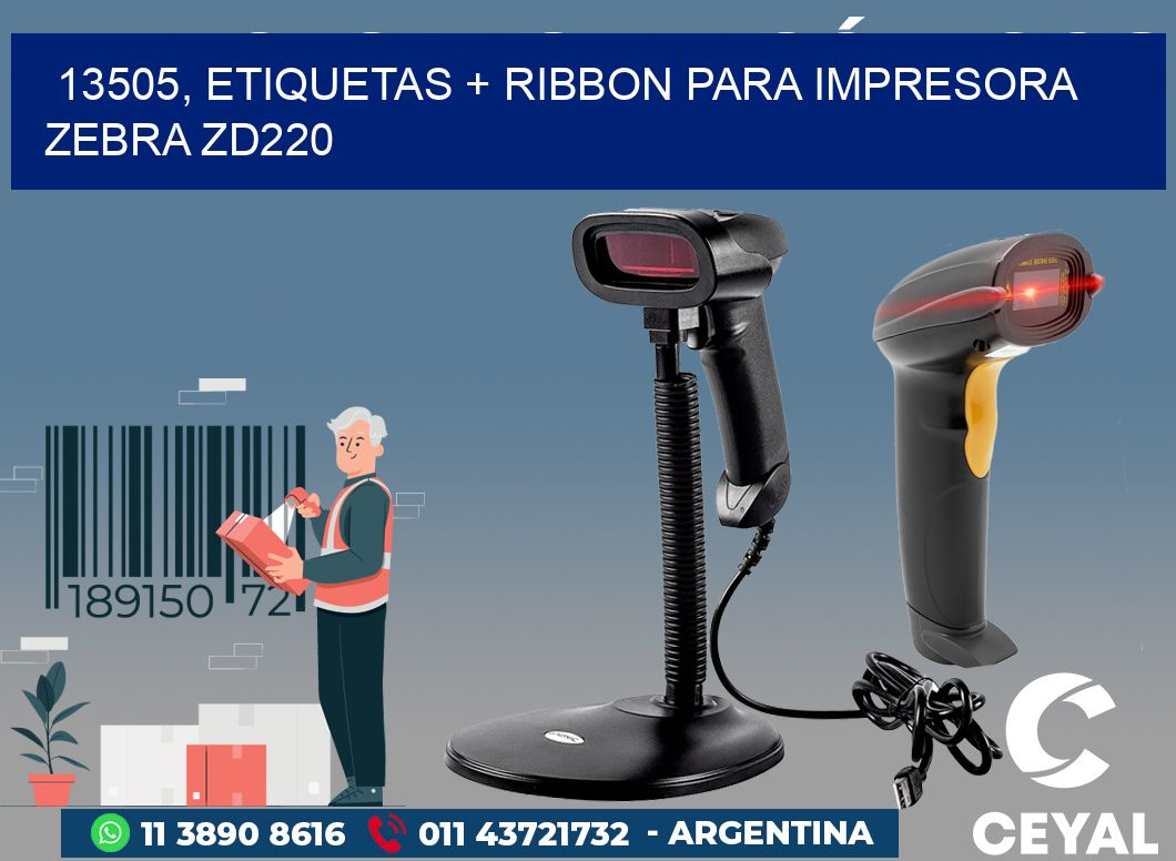 13505, etiquetas + ribbon para impresora zebra zd220