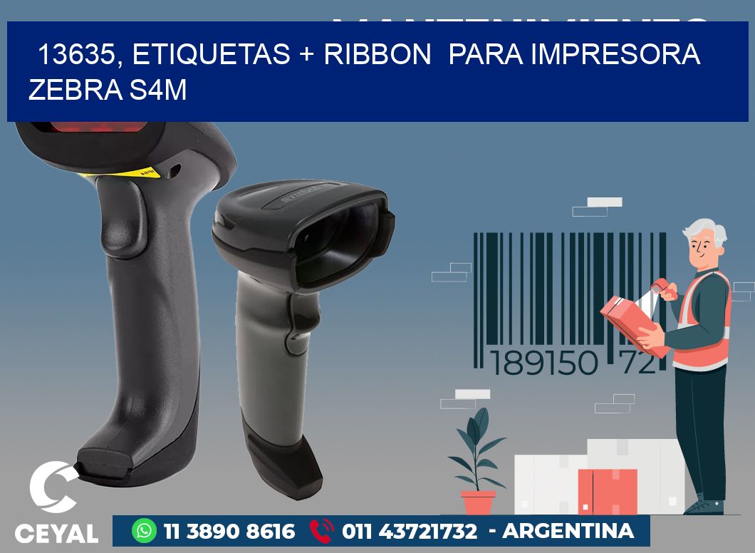 13635, etiquetas + ribbon  para impresora zebra S4M