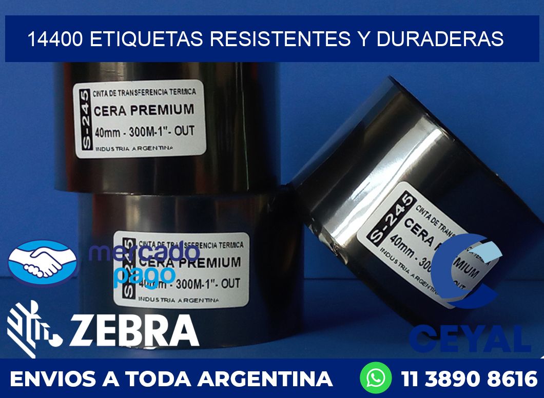 14400 ETIQUETAS RESISTENTES Y DURADERAS