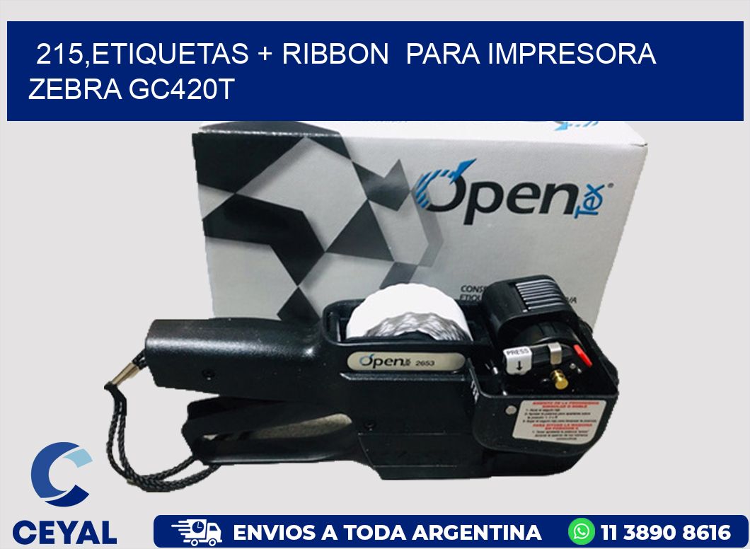 215,etiquetas + ribbon  para impresora zebra GC420T