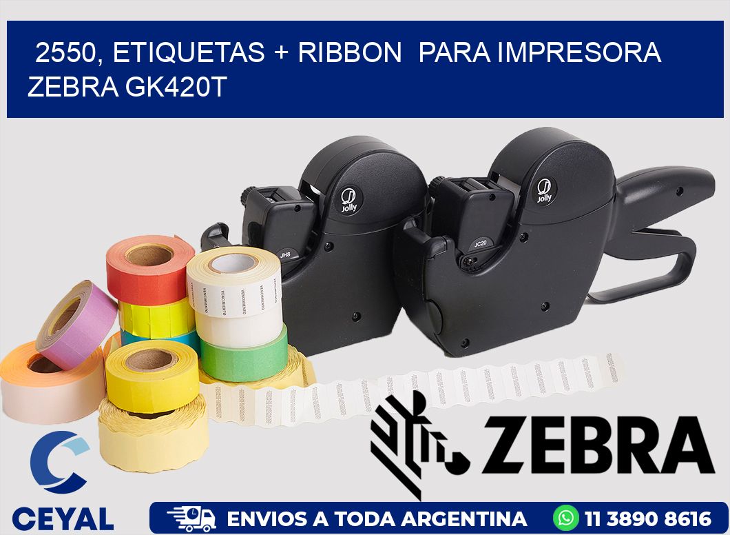2550, etiquetas + ribbon  para impresora zebra GK420T