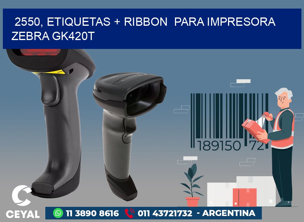 2550, etiquetas + ribbon  para impresora zebra GK420T