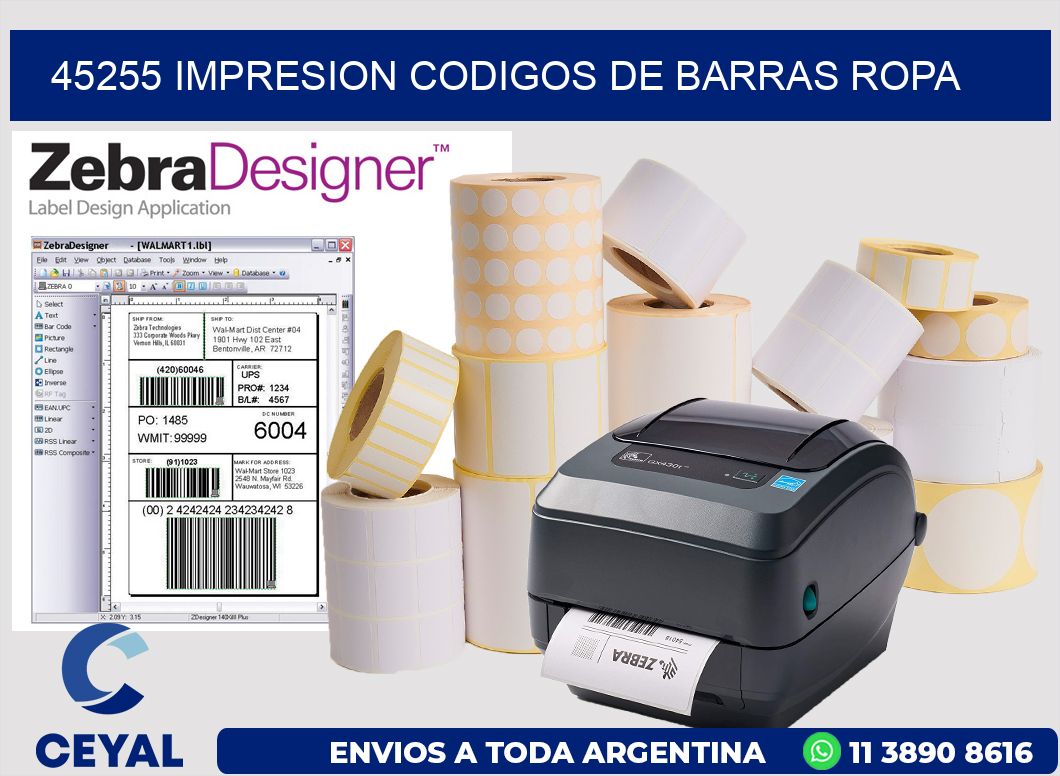 45255 IMPRESION CODIGOS DE BARRAS ROPA