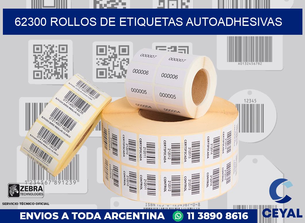 62300 ROLLOS DE ETIQUETAS AUTOADHESIVAS