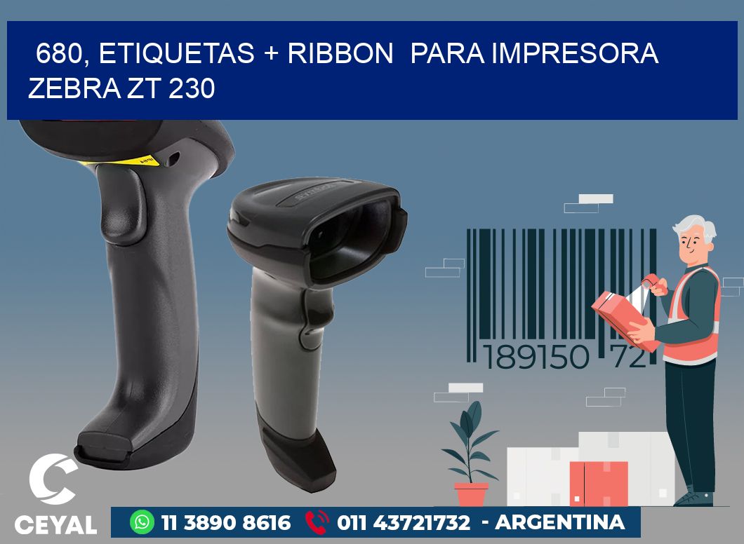 680, etiquetas + ribbon  para impresora zebra ZT 230