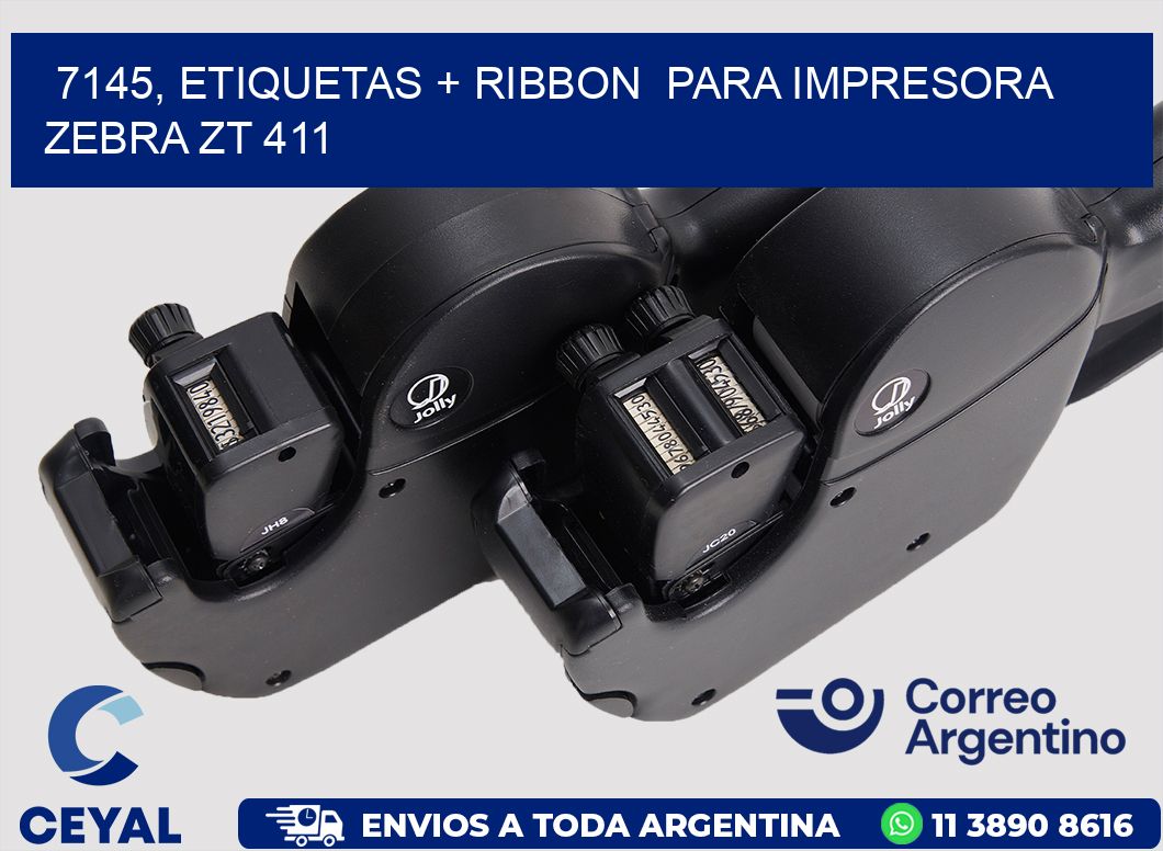 7145, etiquetas + ribbon  para impresora zebra ZT 411