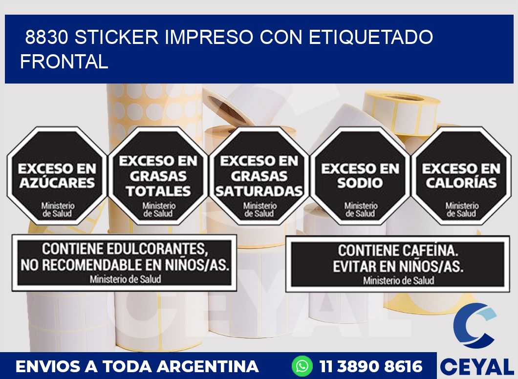 8830 STICKER IMPRESO CON ETIQUETADO FRONTAL
