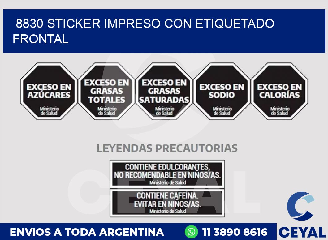 8830 STICKER IMPRESO CON ETIQUETADO FRONTAL