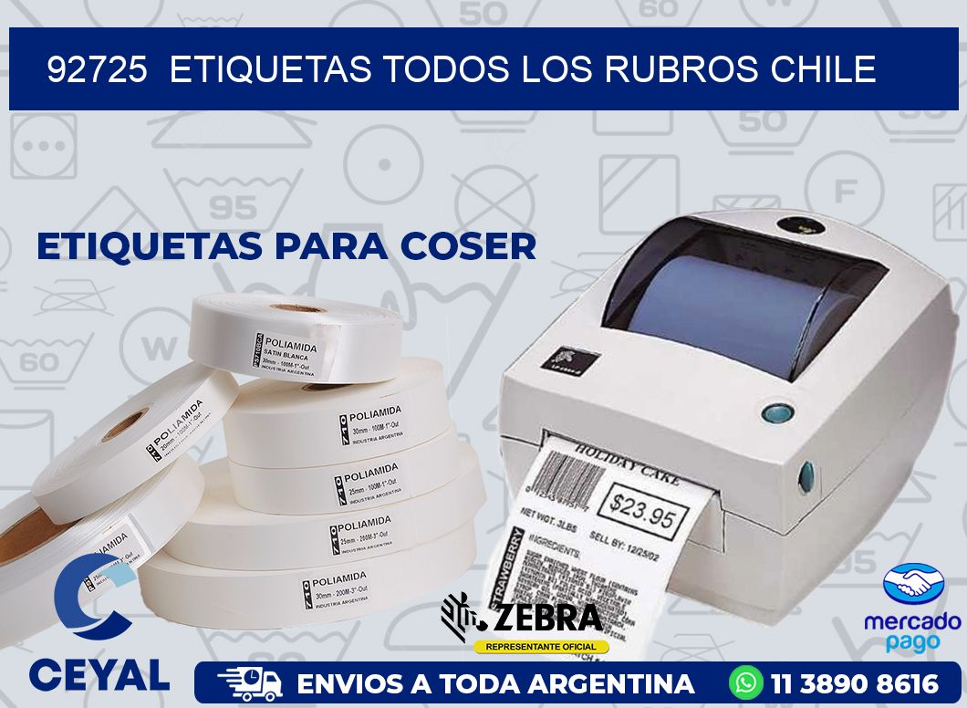 92725  ETIQUETAS TODOS LOS RUBROS CHILE