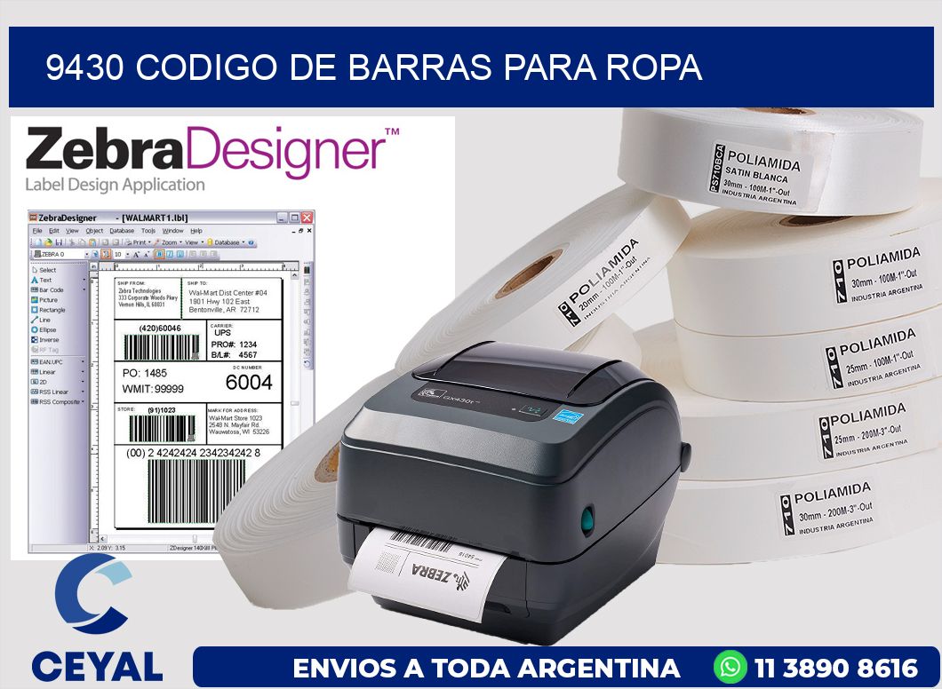 9430 CODIGO DE BARRAS PARA ROPA