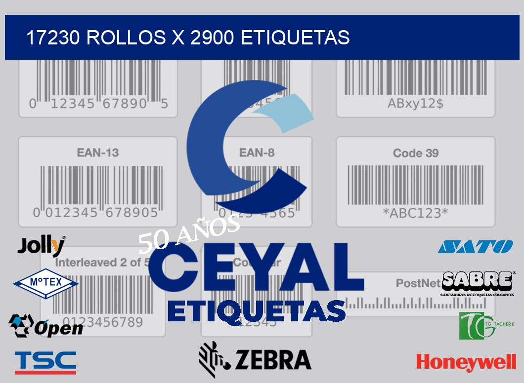 17230 Rollos x 2900 etiquetas
