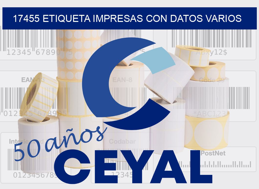 17455 ETIQUETA IMPRESAS CON DATOS VARIOS