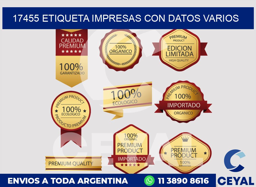 17455 ETIQUETA IMPRESAS CON DATOS VARIOS