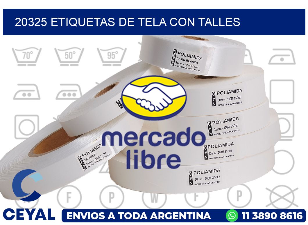 20325 ETIQUETAS DE TELA CON TALLES