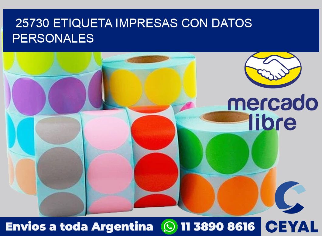 25730 ETIQUETA IMPRESAS CON DATOS PERSONALES