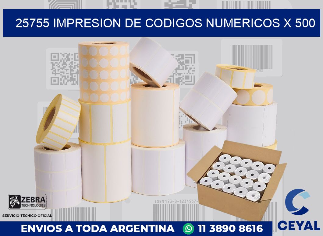 25755 impresion de codigos numericos x 500