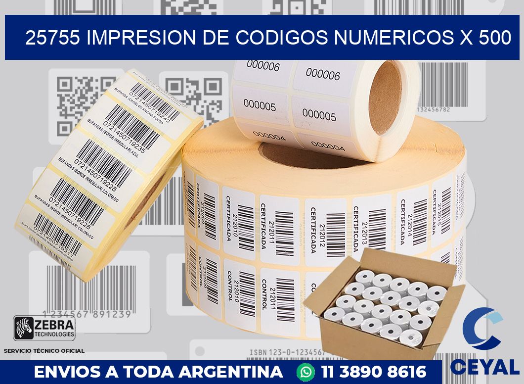 25755 impresion de codigos numericos x 500