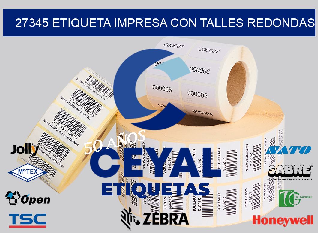 27345 ETIQUETA IMPRESA CON TALLES REDONDAS