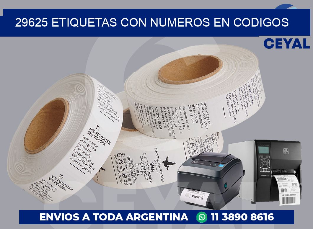 29625 ETIQUETAS CON NUMEROS EN CODIGOS