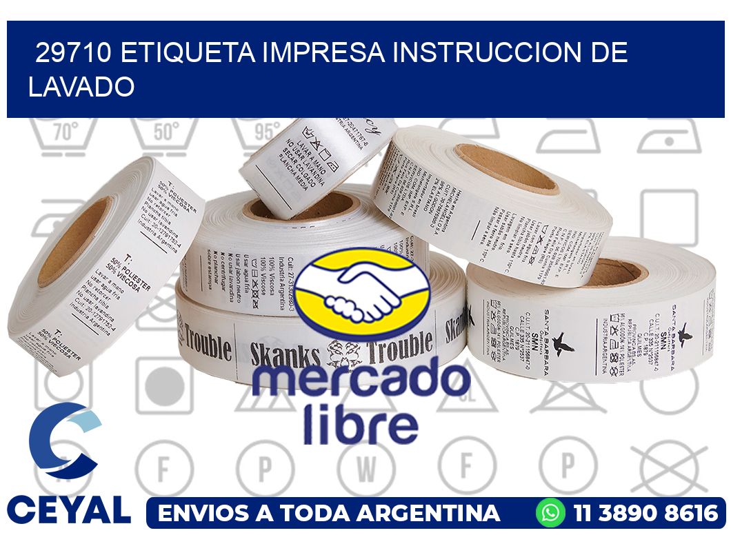 29710 ETIQUETA IMPRESA INSTRUCCION DE LAVADO