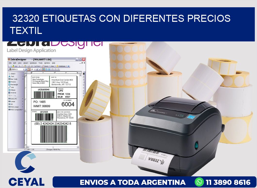 32320 ETIQUETAS CON DIFERENTES PRECIOS TEXTIL