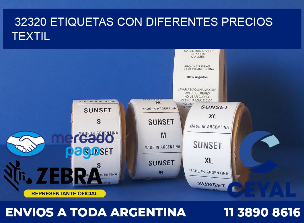 32320 ETIQUETAS CON DIFERENTES PRECIOS TEXTIL