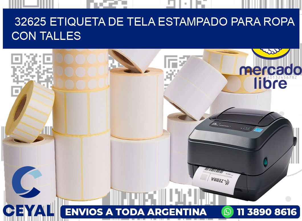 32625 ETIQUETA DE TELA ESTAMPADO PARA ROPA CON TALLES