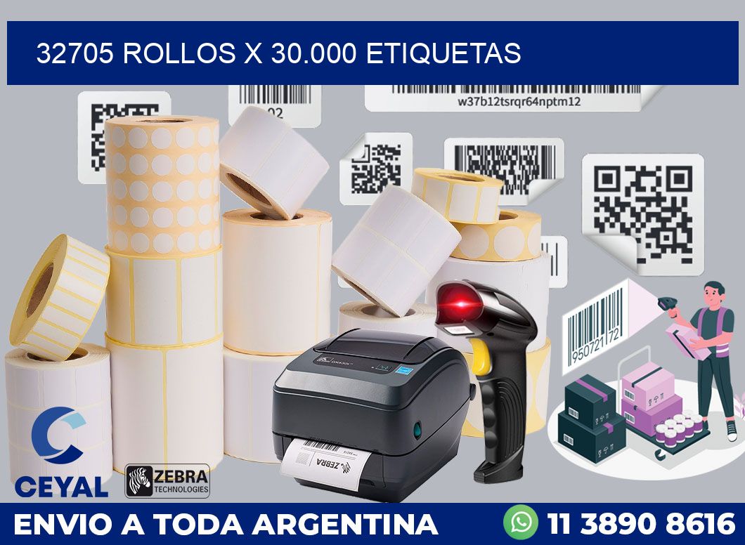 32705 Rollos x 30.000 etiquetas