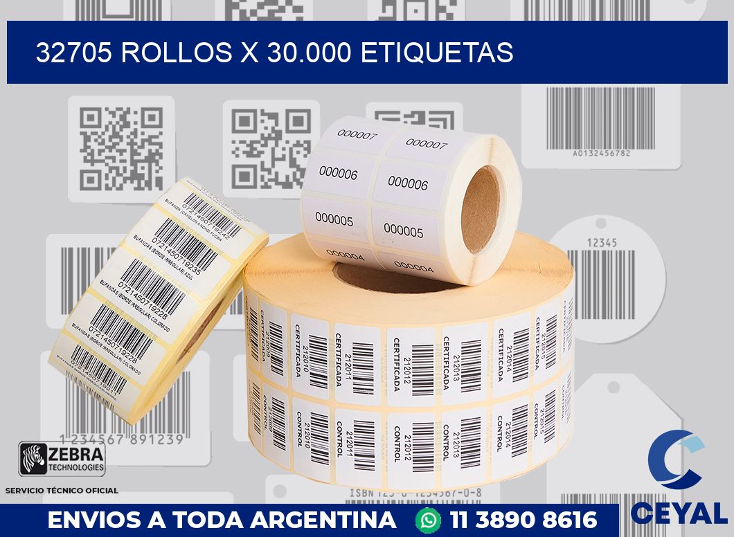 32705 Rollos x 30.000 etiquetas