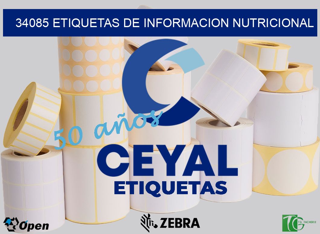 34085 ETIQUETAS DE INFORMACION NUTRICIONAL