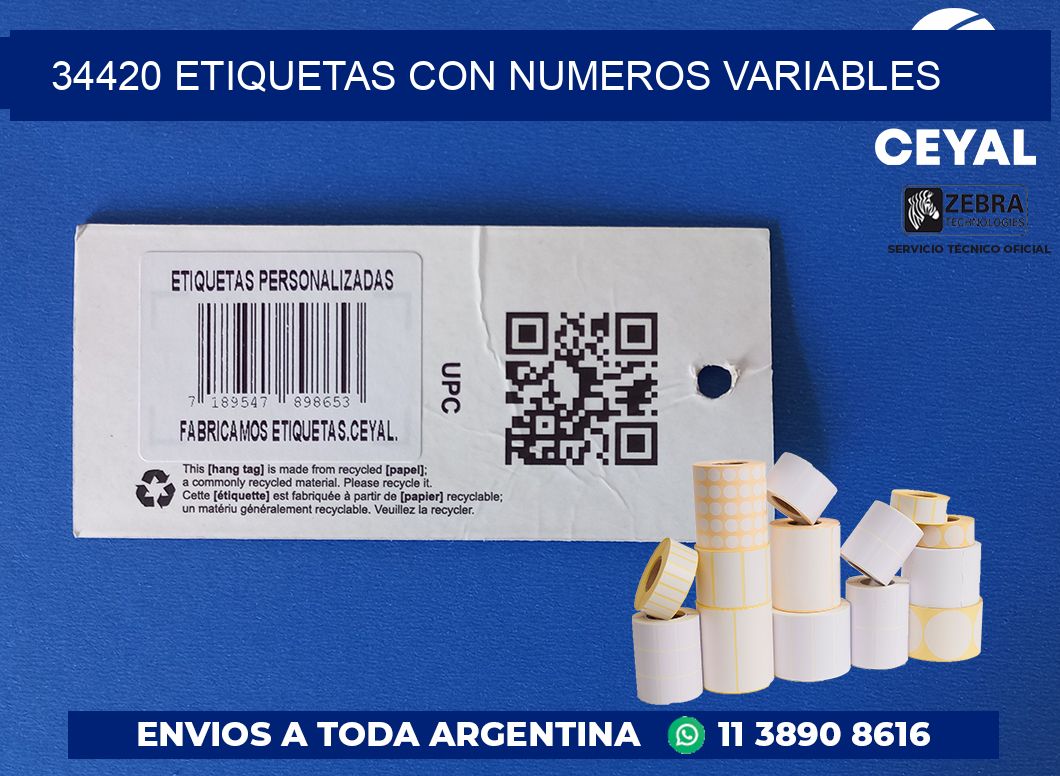 34420 ETIQUETAS CON NUMEROS VARIABLES