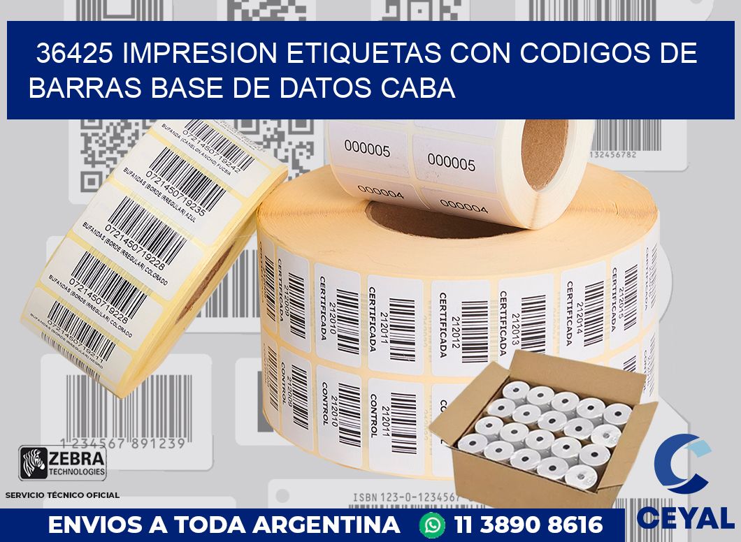 36425 IMPRESION ETIQUETAS CON CODIGOS DE BARRAS BASE DE DATOS CABA