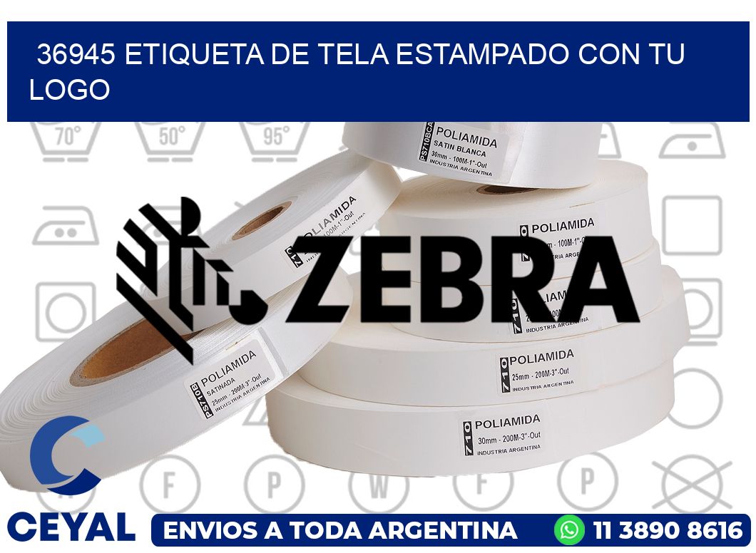 36945 ETIQUETA DE TELA ESTAMPADO CON TU LOGO