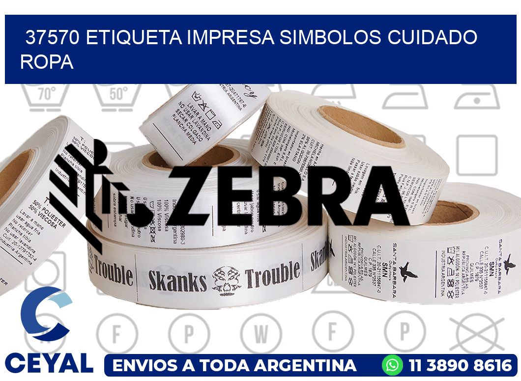 37570 ETIQUETA IMPRESA SIMBOLOS CUIDADO ROPA